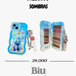 paleta de sombras blue phone design ourbella – kit de maquillaje con espejo y accesorios