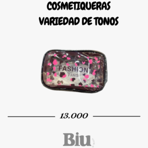 cosmetiquera fashion de corazones – organizador compacto y transparente